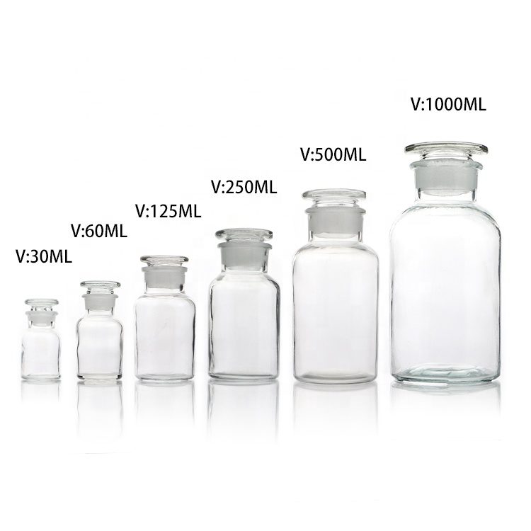 Wholesale Assorted Amber Clear Glass Laboratory Pharmacy Reagent Bottle Medical Glass Bottles With Glass Stopper
