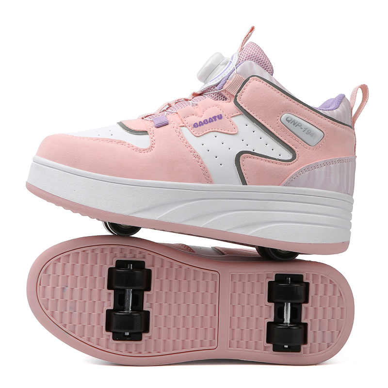 Wholesale adult and children kick out roller skate shoes with 4 wheels
