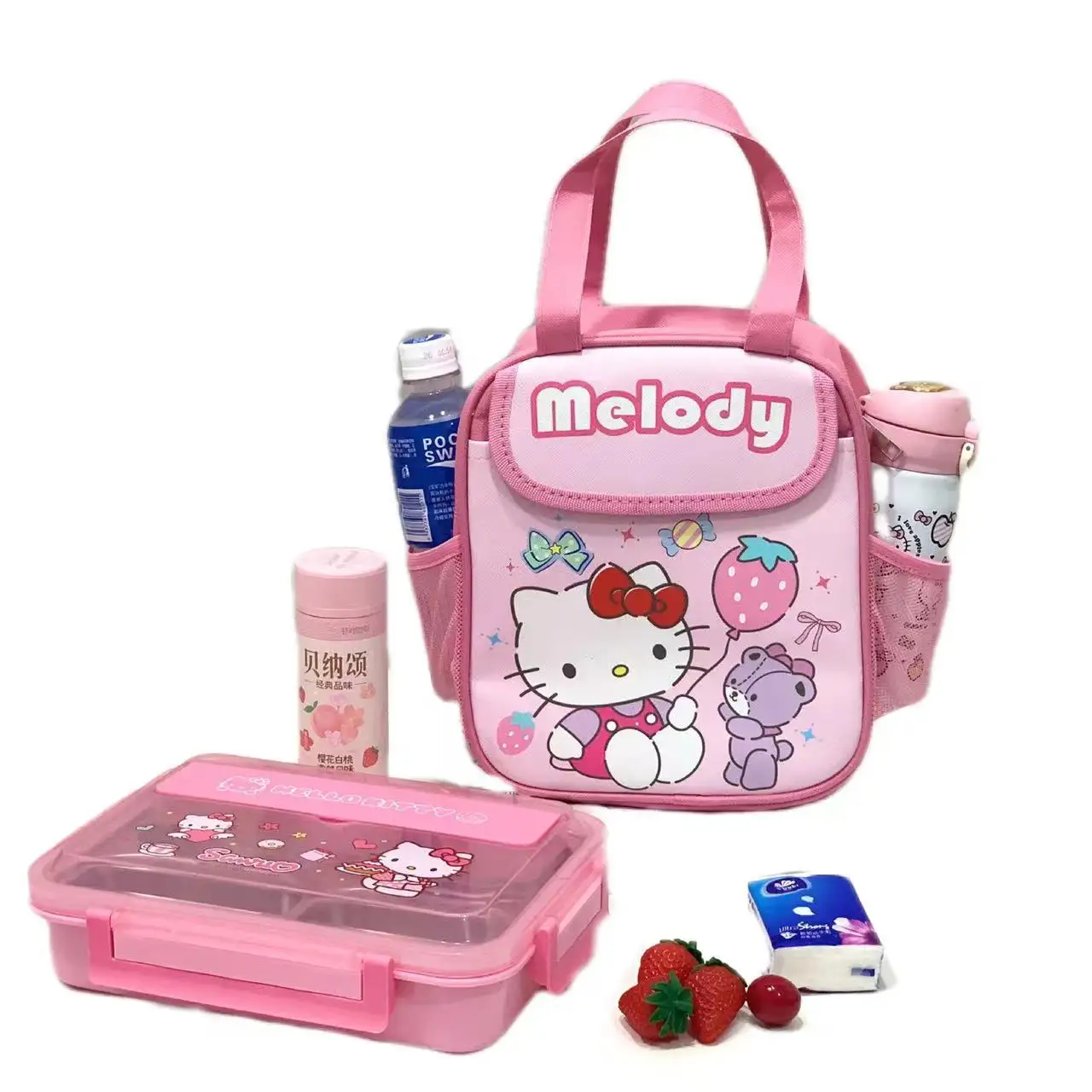 Hello KT lunch bag women kids insulated school bags with lunch box bag for girls