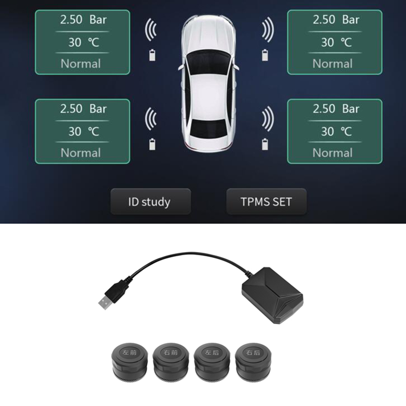 Автомобильная сигнализация давления в шинах с Usb Tpms, охранная сигнализация давления в шинах с внешними датчиками для автомобильного Dvd-плеера, навигации
