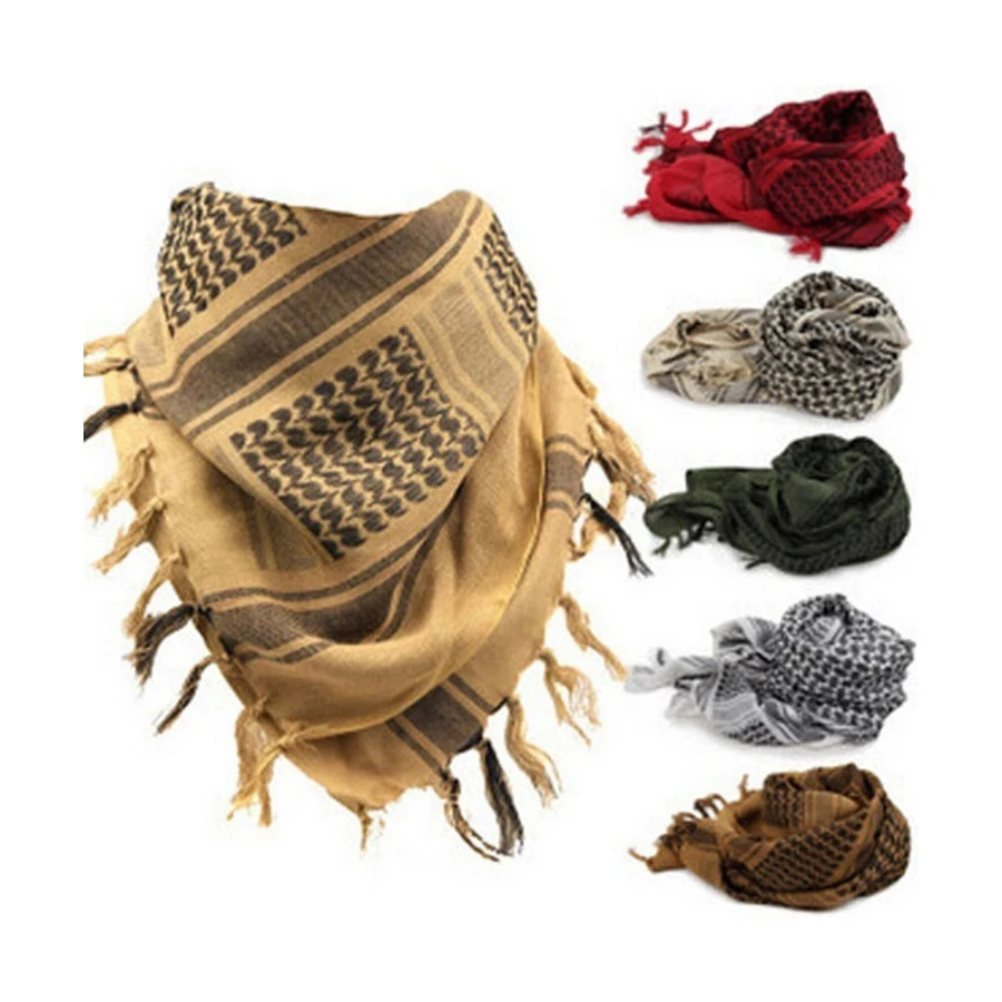 110x110cm 100%Cotton Hiking Scarves Military Arabian Scarf Army Tactical Shemagh Tassel Men Women Bandana Scarf Tactical Shawl