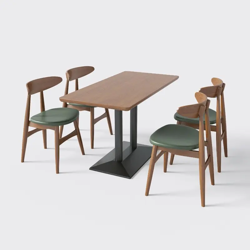 Natural wooden restaurant tables and chairs modern solid wood dinning table and chair set