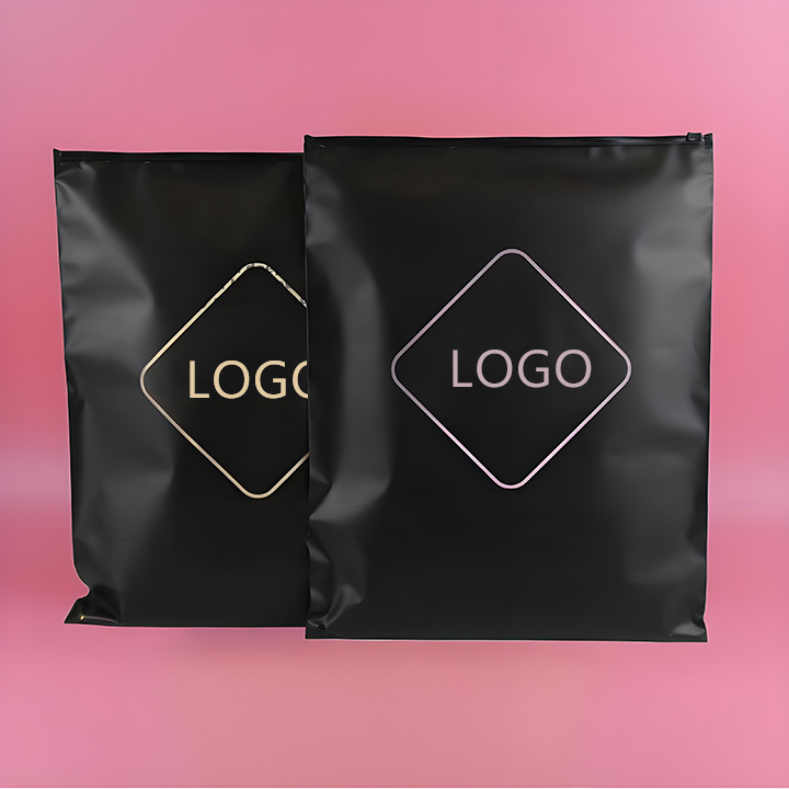 Black frosted zipper bag Custom LOGO Translucent Matte Reusable ziplock bags plastic packaging for Clothing