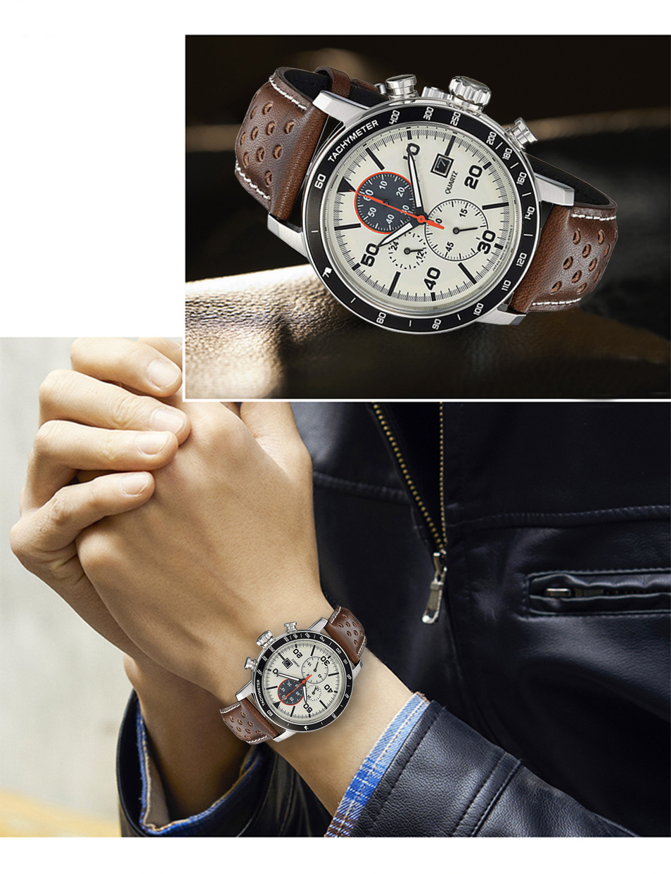 2022 Ever Move Luxury& business Men's Mul-tifunction Quartz Watch Men's Luxury High Grade Waterproof Leather brand