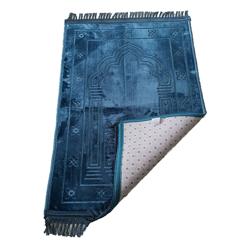 popular Islamic Turkish Prayer Rug Velvet Muslim Prayer Mat Vined Arch 80x120CM