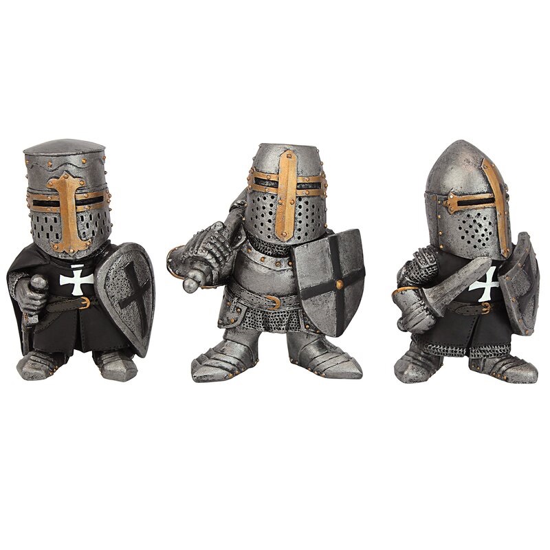 Best Selling Garden Miniature Toys Knight Gnomes Guard Suit Knight Garden Decor Resin Ornaments Armor Guard Knight Statue