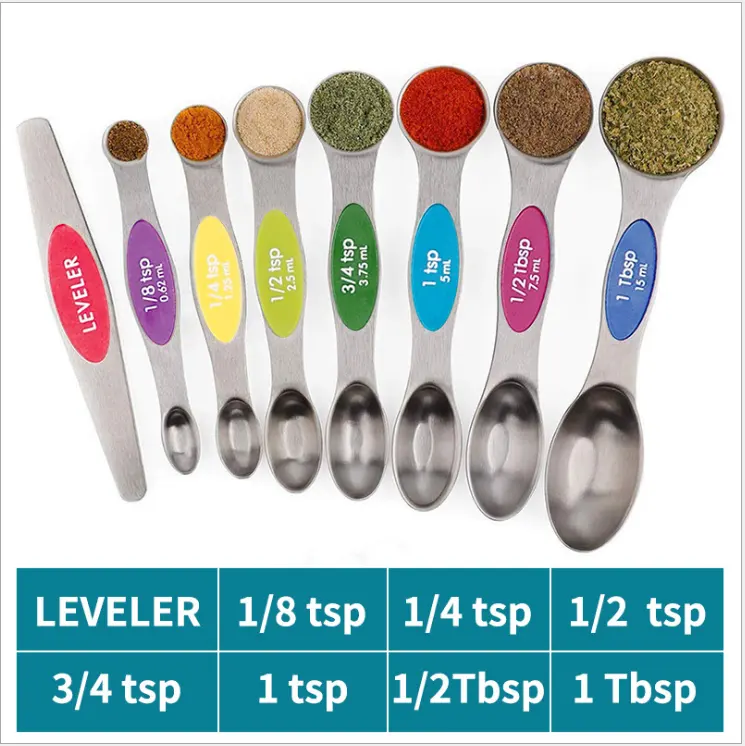 Magnetic Measuring Spoon Teaspoons Stainless Steel Baking Kitchen Measuring Spoons Set