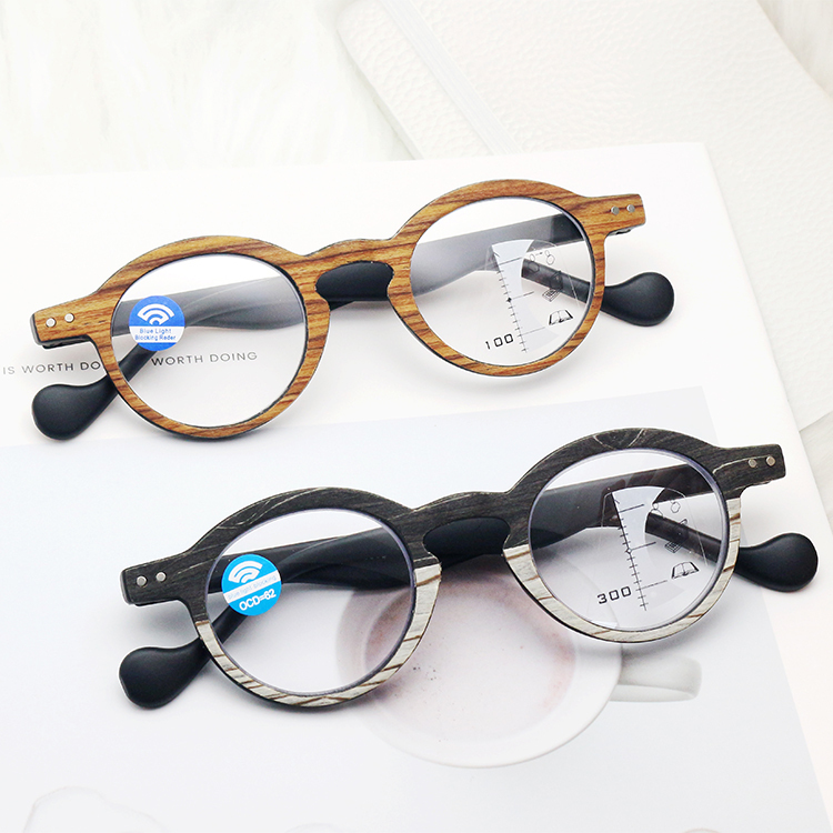 Vintage Reader Bifocal Multifocal Reading Glasses for Men and Women Blue Light Blocking Lens with PC Frame Blue
