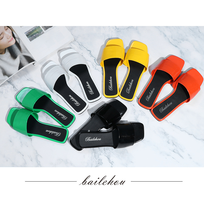 2021 summer pu sandals for women platform shoes new fashion slippers women's slippers fashion casual Pu bright leather slippers