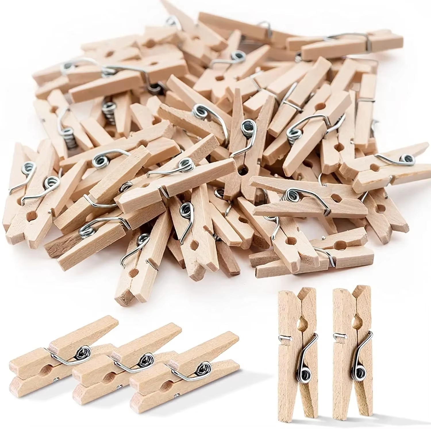 Wooden Clips Natural Wood Clamp Picture Clips Mini Clothes Pins for DIY Photo Paper Peg Clothespin Craft