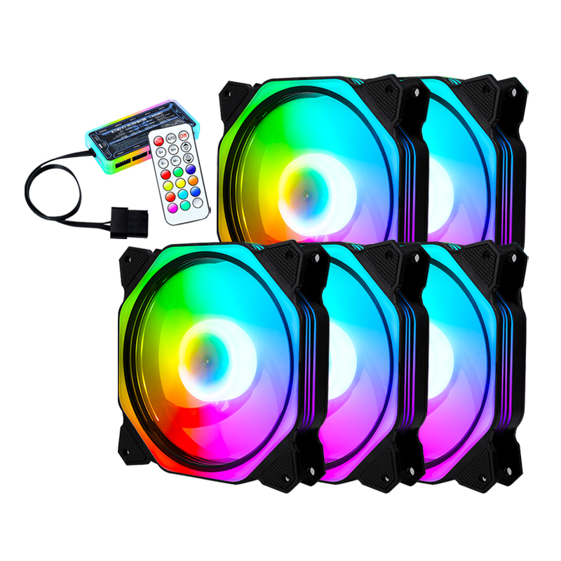 Factory Directly Sale air cooler pc fan 120mm 6pin 12V PC case computer fan 120mm with remote set