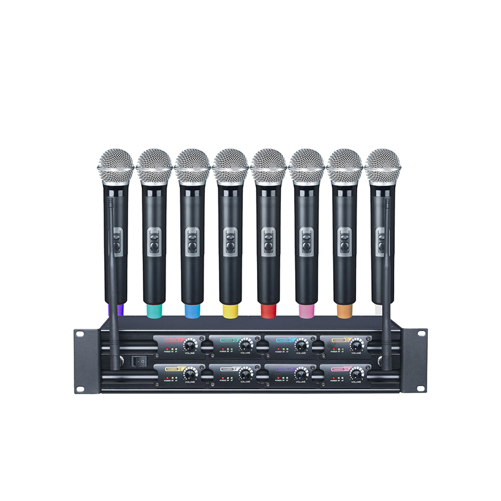 Точность Pro аудио УВЧ-808 профессиональный ручной 8 каналов УВЧ беспроводной микрофон для караоке для гостиной пение