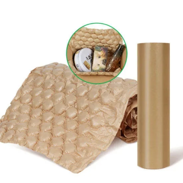 Kraft Paper Air Bubble Inflatable Protective Film Eco-Friendly Biodegradable Void Fill Cushion for Packaging
