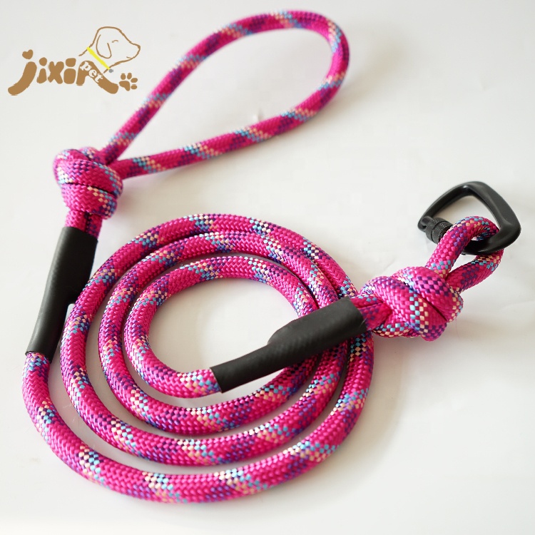 6 Foot Pink Nylon Rope Dog Lead With Carabiner