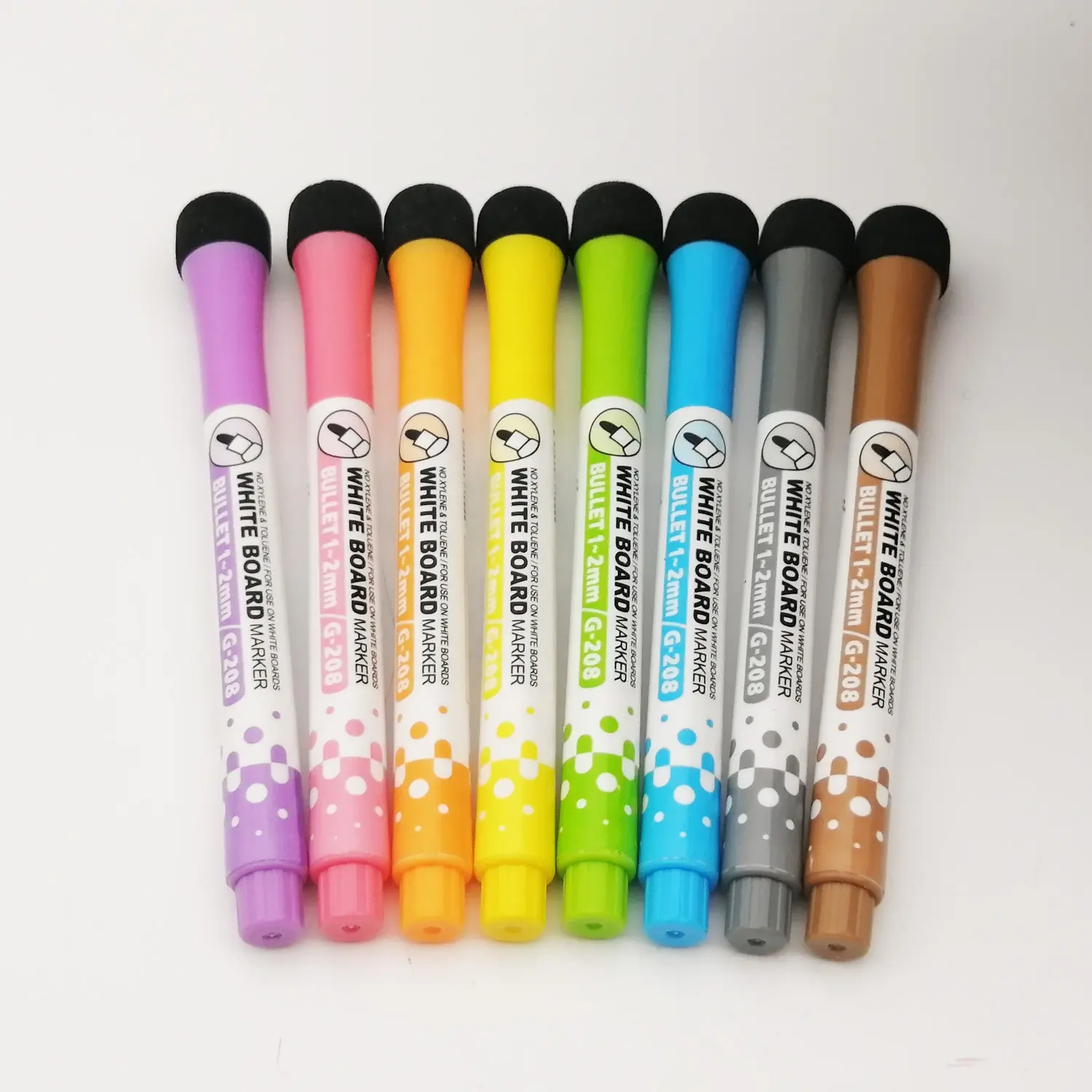 Hot Sale Custom Non Tonix Dry Erasable Magnetic Marker Pen 8 Colored 2mm Point Whiteboard Pen With Eraser For Office School