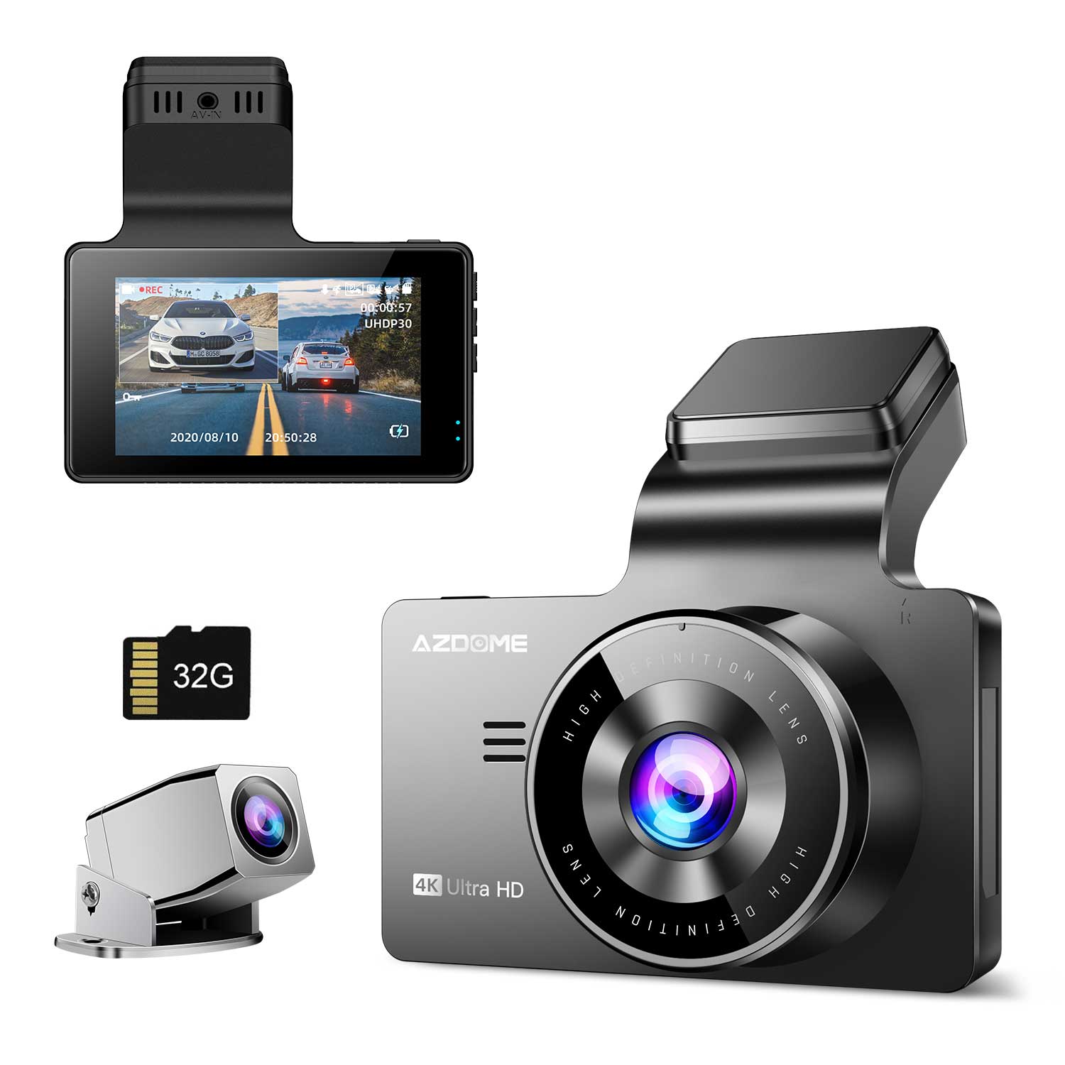 AZDOME M63 4K WiFi GPS Car Dashcam 3" IPS UHD 3840x2160P + 1080P Dual Lens DVR 150 View Angel Super Night Car Black Box
