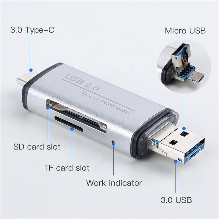 Kuulaa компьютера ПК USB 3,0 чтения TF слот для карт памяти для устройства чтения sd-карт флеш-накопитель USB с гнездовым интерфейс Type-C OTG кард-ридер