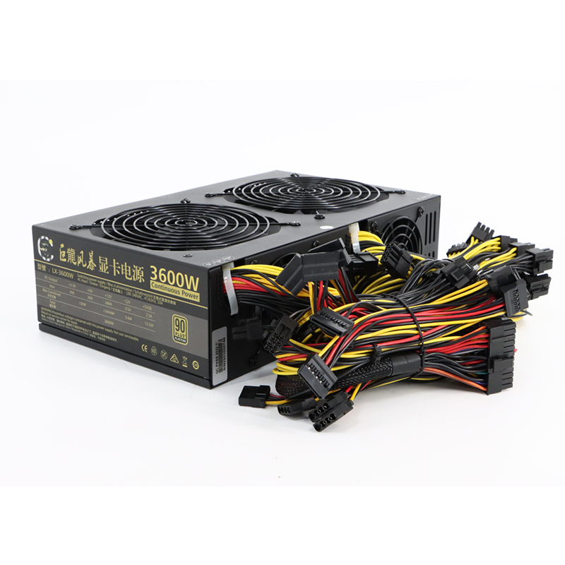 Блок питания 12GPU для видеокарт 3450 Вт 3600 Вт RTX3090 PSU ATX 12 В с двойным охлаждающим вентилятором