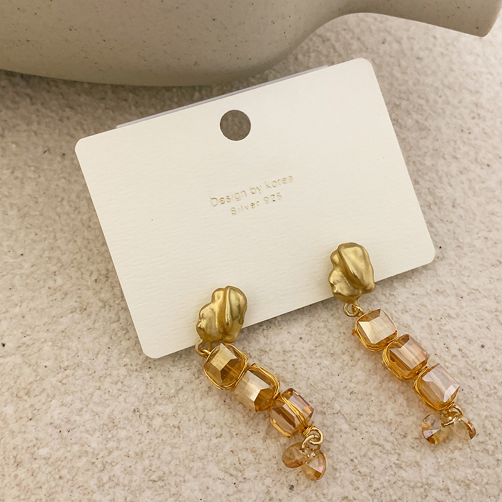 Vershal High Quality French Style 18k Gold Plated Crystal Drop Earrings For Women