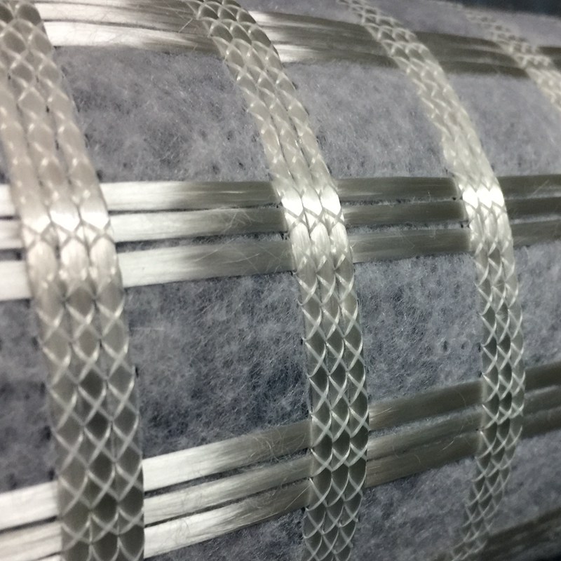 composite geogrid fiberglass geogrid 50-50kn bonded to nonwoven geotextile fabric