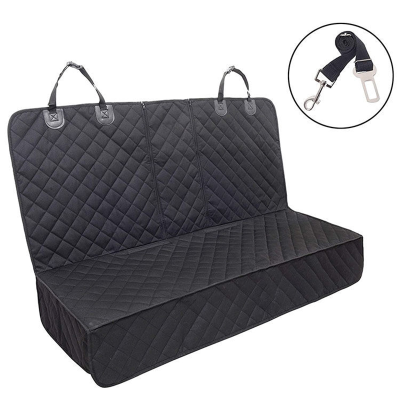 POP DUCK Waterproof Non-Slip Anti-Scratch Pet Dog Car Seat Cover for Back Seat with Mesh Window Side Flaps and Storage Pockets