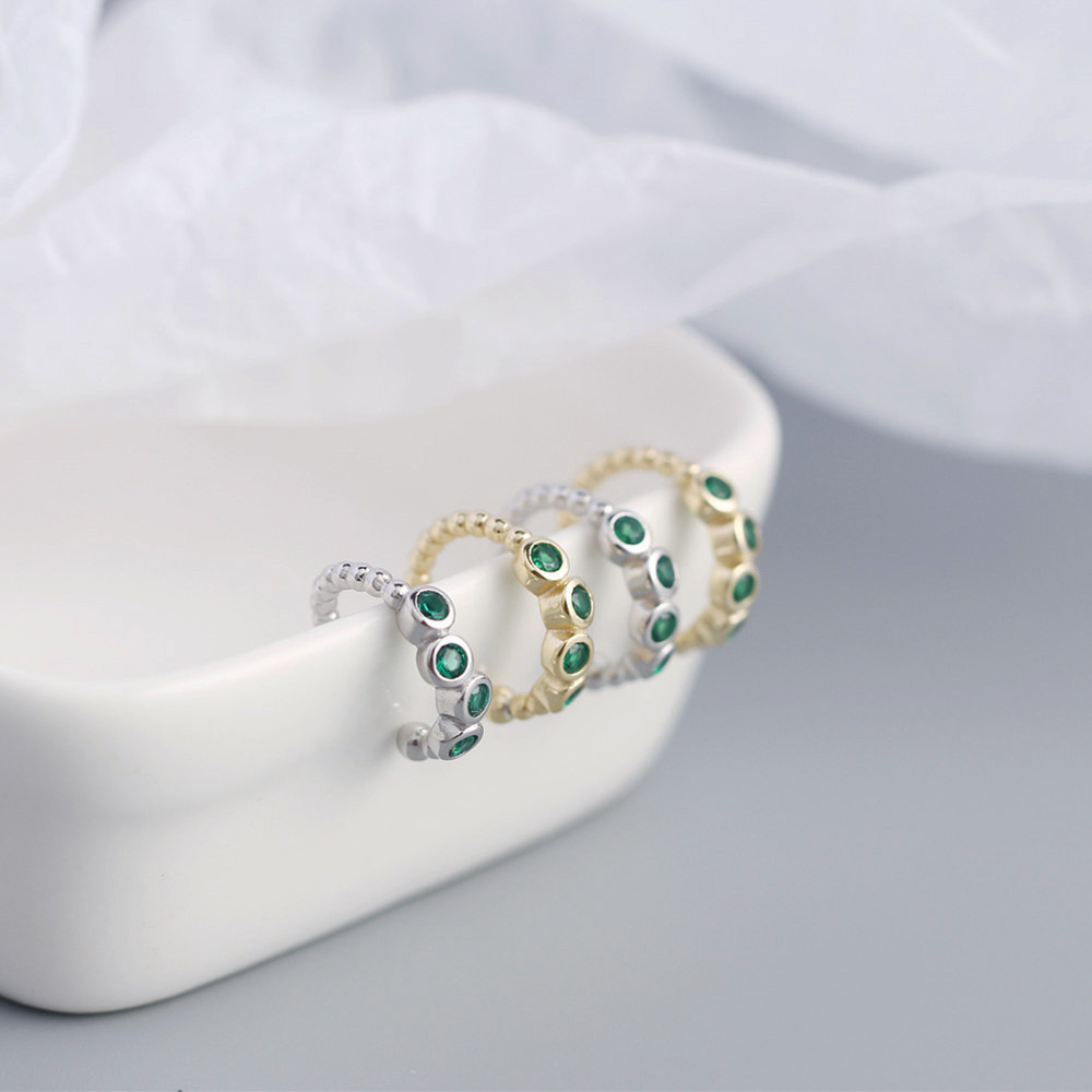 New Fashion Small Geometric Green Gemstone 925 Sterling Silver Misplaced Ear Clip No Pierced