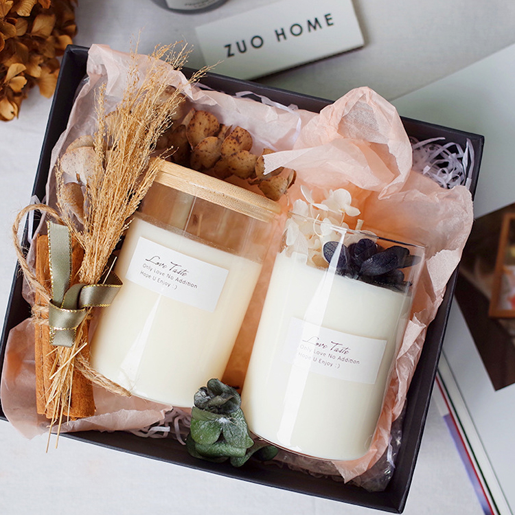 Topsale Unique Borosilicate Cylinder Glass Candle Holder Glass Candle Jar for Candle Making with Bamboo Lids