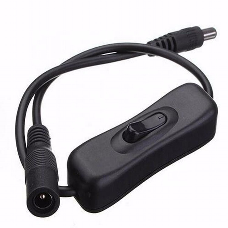 5.5X2.1mm DC Power Jack Switching Power Jack Connector with Button Switch for LED Strip, Male / Female 2pin Cord