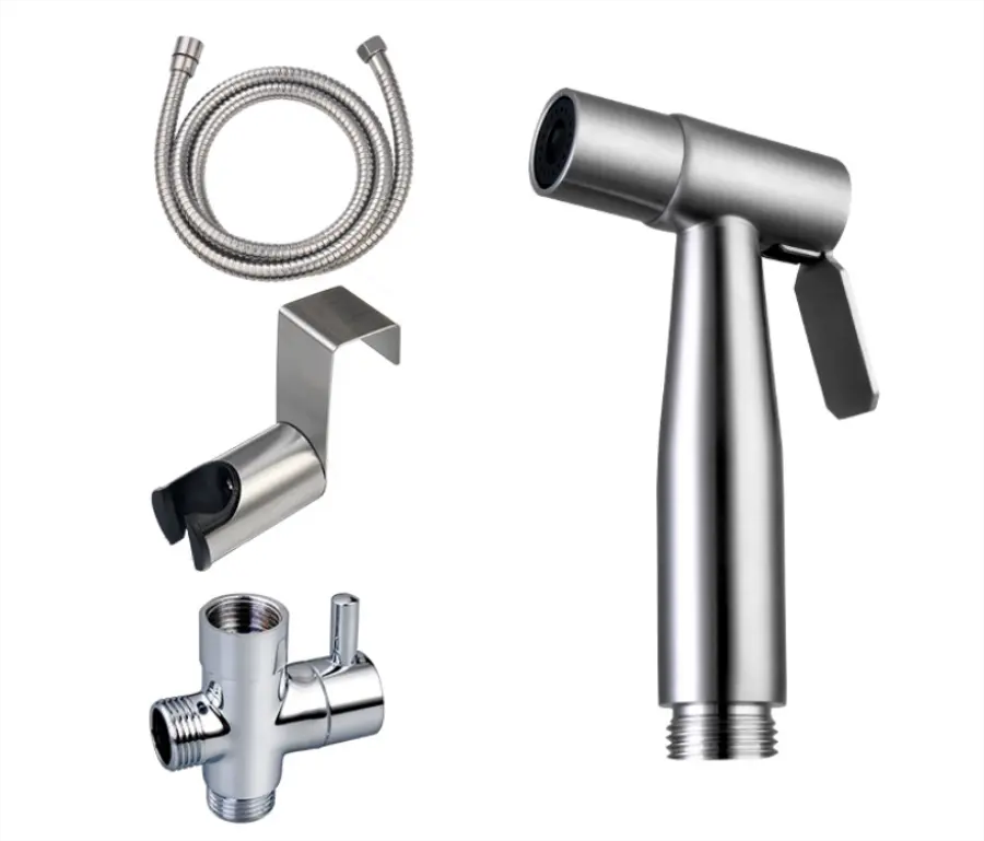 Modern Wall-Mounted Stainless Steel Handheld Bidet Sprayer Set Factory-Free Parts For Toilet Cleaning