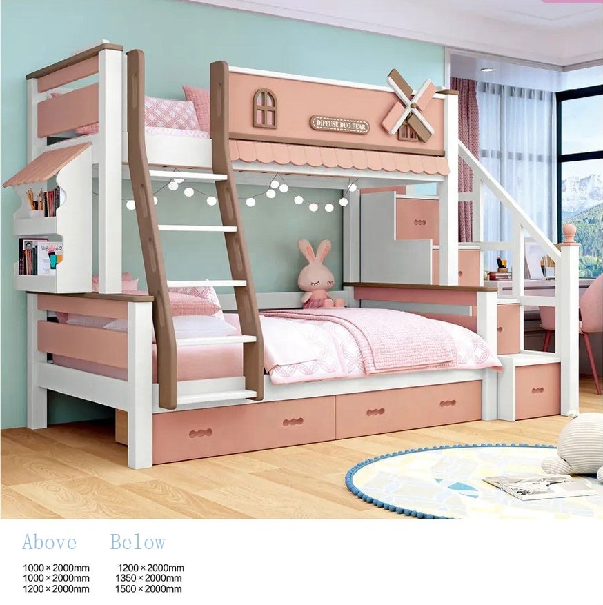 Hot-selling High-quality New Wooden Children's Bedroom Furniture, Solid Wood, Log Kids Room Furniture 1 Set Modern Customized