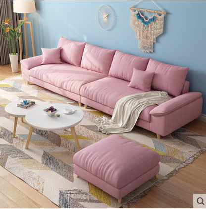 Rib sofa Nordic small family four people a latex cloth art sofa sofa pine framework
