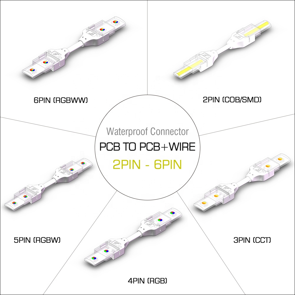 Разъем для светодиодной ленты cob, разъем для светодиодной ленты RGB, Светодиодная лента 2, 3, 4, 5-контактный, 8 мм, 10 мм, 12 мм, Без припоя, разъемы для светодиодной ленты smd
