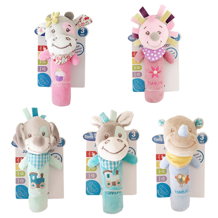 2021 Wholesale Newborn Soft Organic Soft Plush Animal Toys Plush Baby Rattles Toy Rattle Set For Infant Chocalho