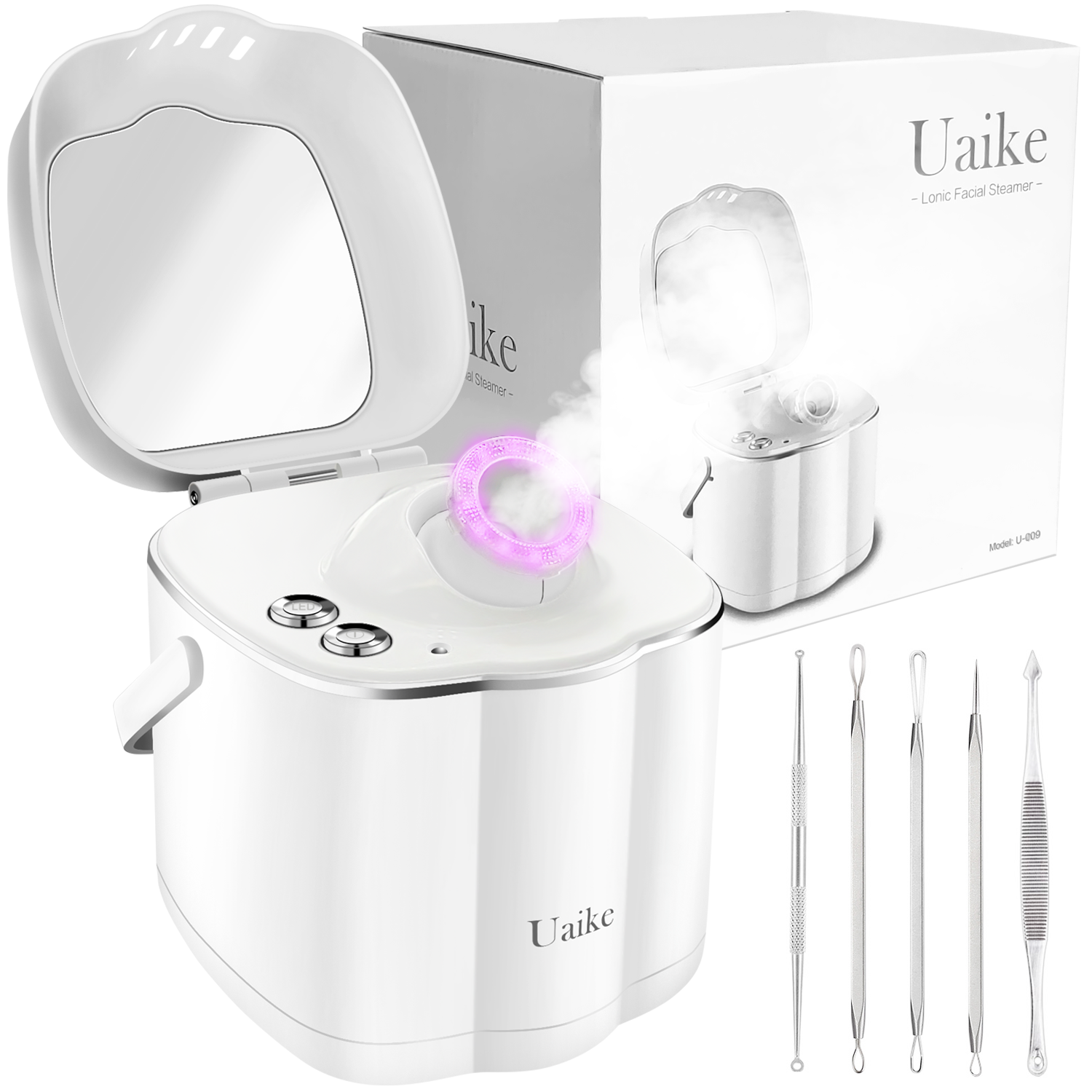 Facial Steamer - Uaike 2-in-1 Nano Ionic Face Steamer for Sauna Spa Warm Mist Humidifier Skin Rejuvenation Moisturizing