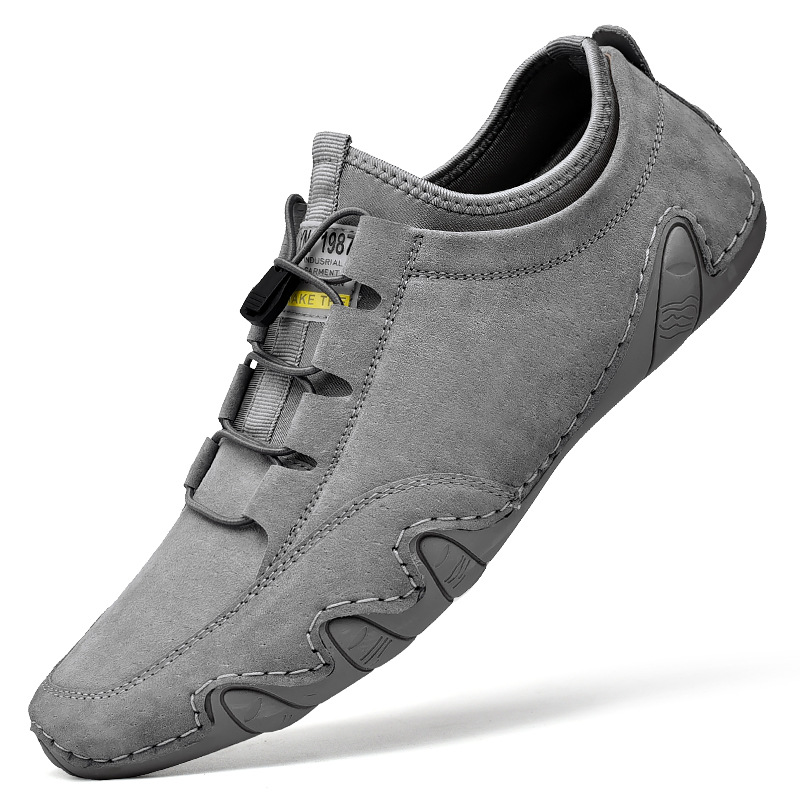 Autumn new style 2021 men's breathable light-soled casual leather shoes peas shoes leather sneakers
