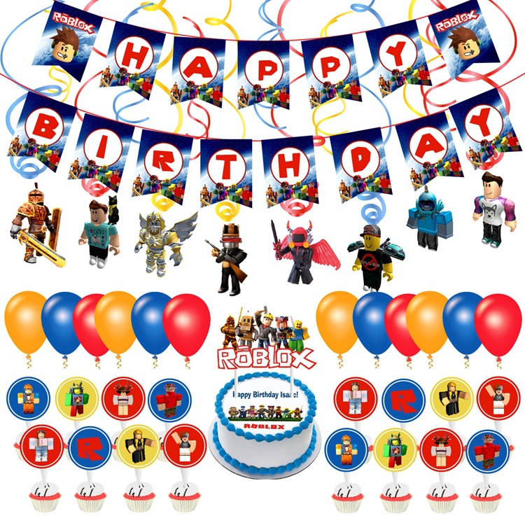 Nicro тематическая игра Roblox, товары для вечеринок, крутящийся шар, торт, Топпер, баннер, Детский комплект для украшения дня рождения