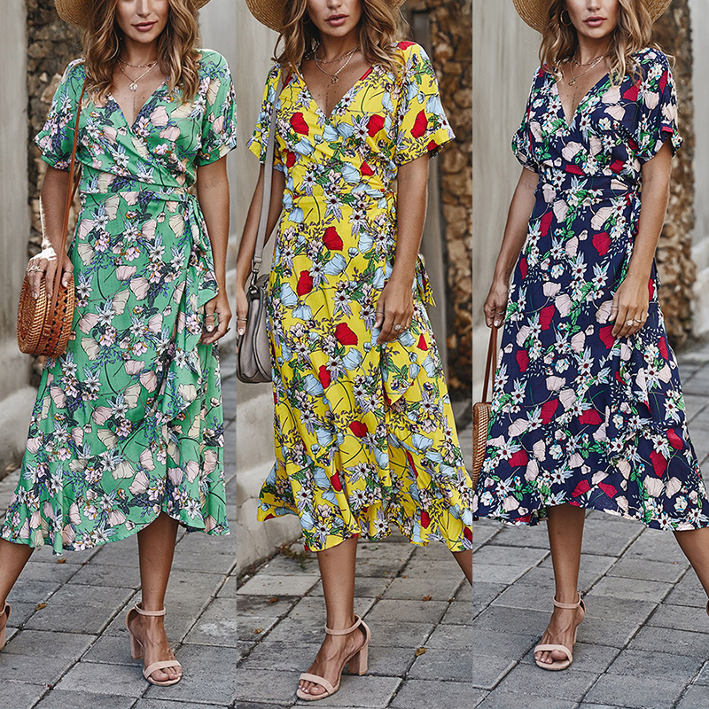 2021 New Arrivals Casual Woman Elegant Boho Dresses Women Floral Dresses Maxi Elegant Women Dresses