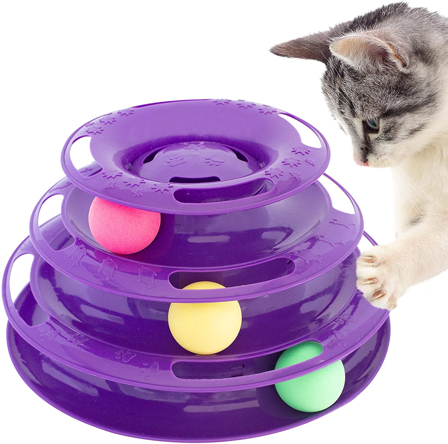 Игрушка для кошки ролик игрушечная кошачья 3 уровня башни треков ролик с шестью разноцветными помпончиками и интерактивный котенок Fun психические физические упражнения