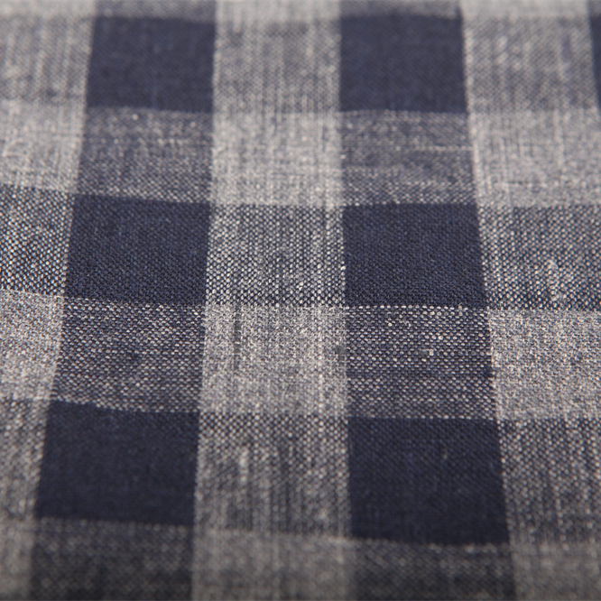 softer 100% linen fabric, 175 gsm, pure European flax, OEKO-Tex certified for garment & T-shirt, delave navy check