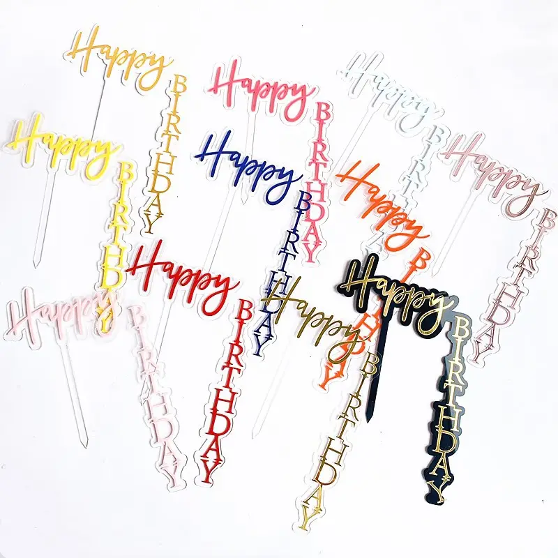 New product acrylic cake topper floating happy birthday cake topper Right angle cake topper