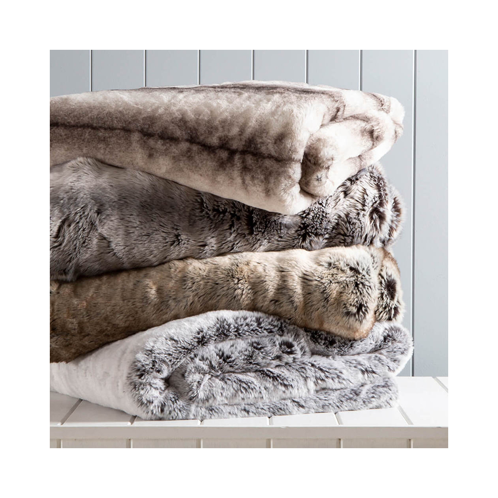 Hot sale super soft printed faux rabbit fur throw blanket