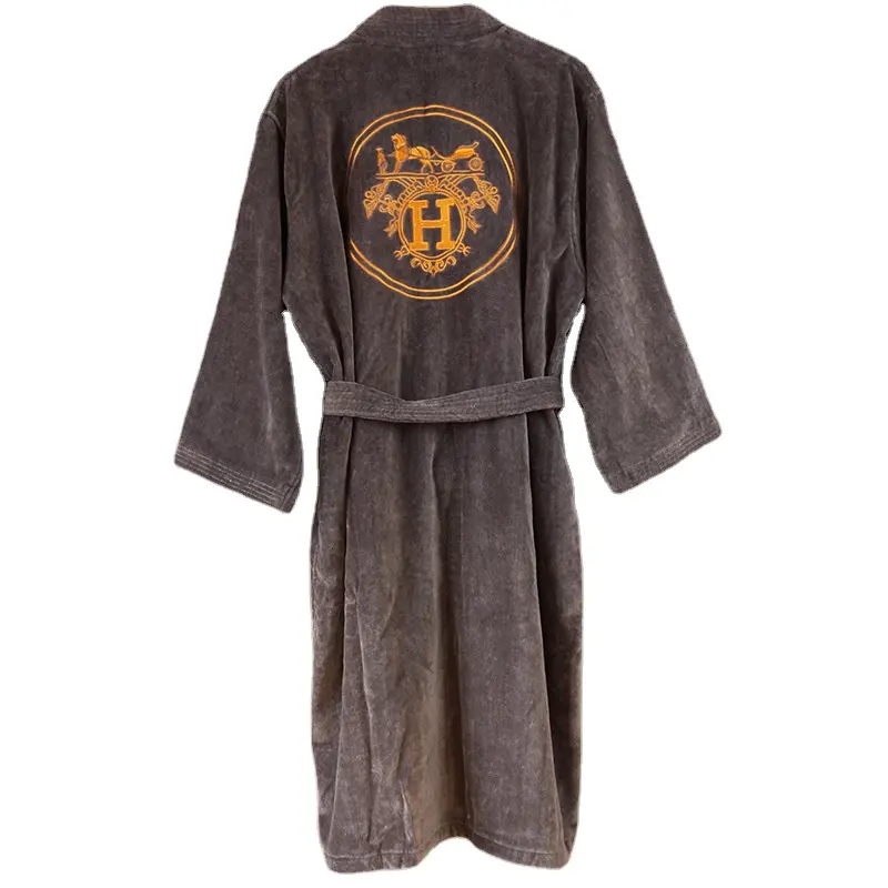 Customized kimono collar adult bathrobe men 100%cotton