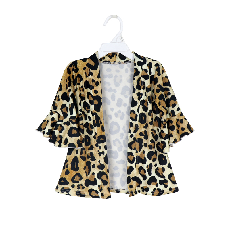 boutique leopard kids cardigan ruffles sleeve kimono femme 2019 new styles cardigan for girls