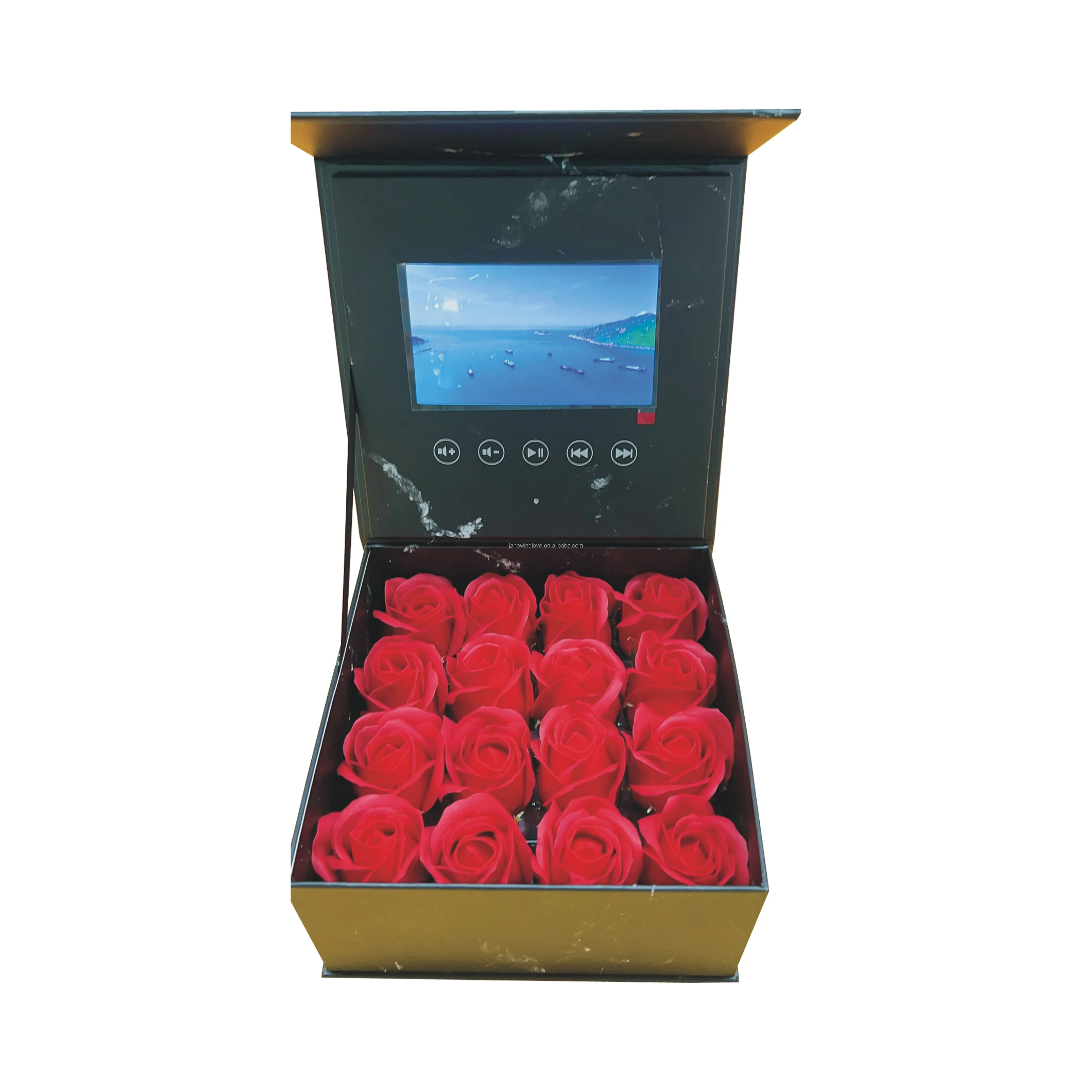 Valentine Gift Lcd Boxes With 16 Roses Universal Packaging Lcd Video Gift Box Flower Box 5 inch Lcd Video Gift Giveaways