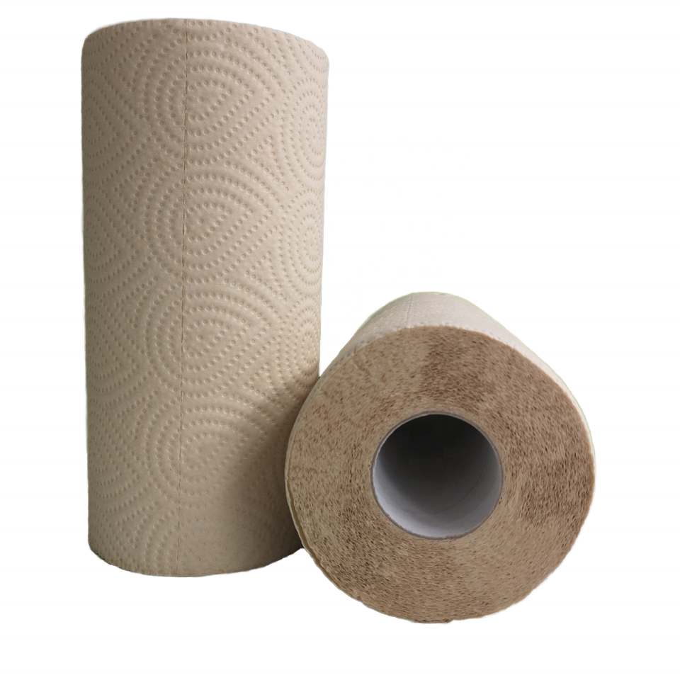 Extra Absorbent Bamboo Pulp Kitchen Paper Towel Roll Commercial Nice Butterfly Pattern Emboss for Home Office Use