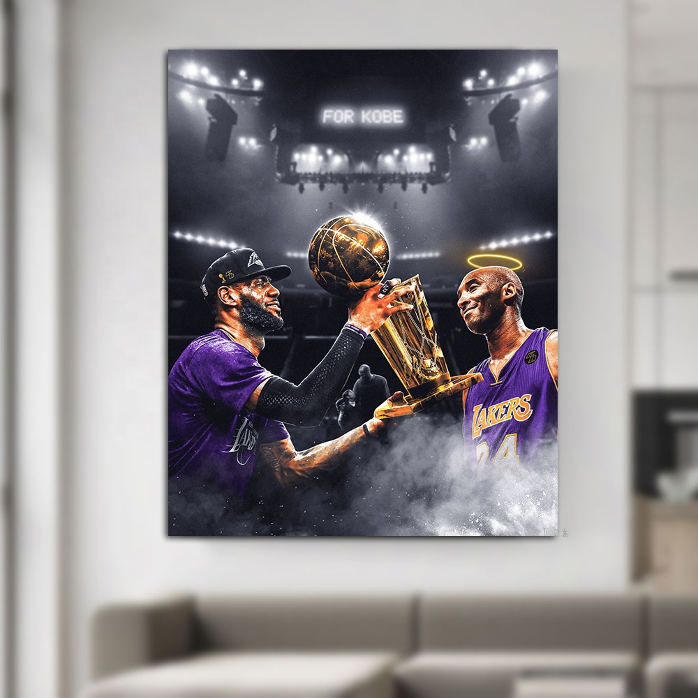 16X20 Wall Art LA Lakers 23 King * 2020 Lebron James Lakers Champion Tribute Kobe Canvas Wall Art Picture Poster