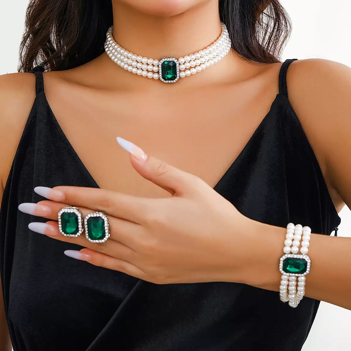 Multilayer Pearl Chain Necklace Bracelet Earrings Set for Women Charms Wedding Bridal Accessories 2025 Fashion Jewelry Set Gifts
