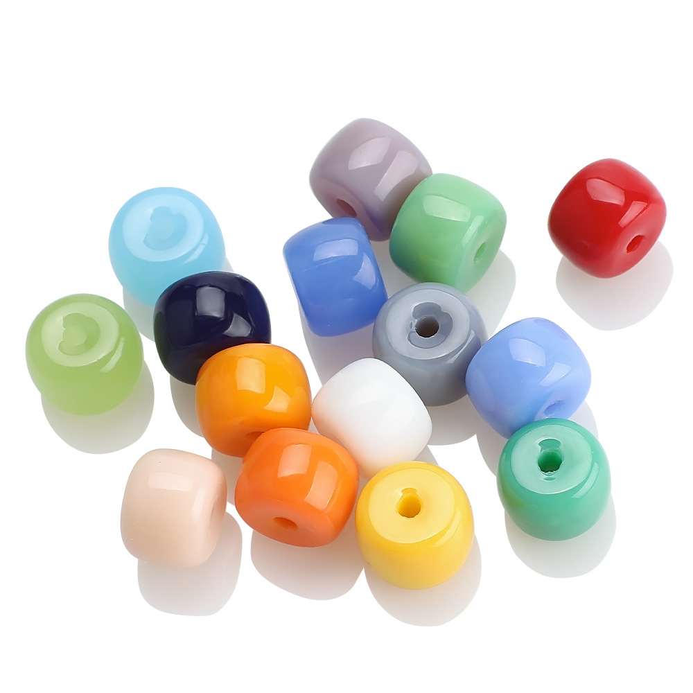 XUQIAN Ins Hot Selling 6*8mm Hole Cylindrical Glass Crystal Beads for DIY Jewelry Phone Chain Material Accessories