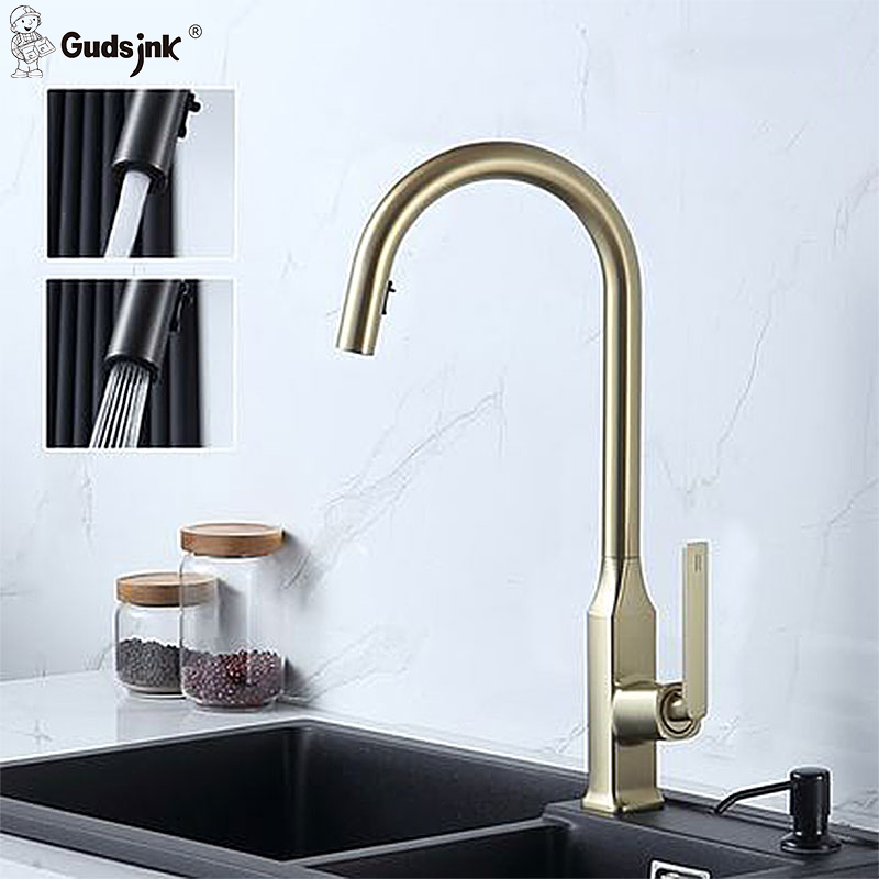 Латунные краны Gudsink OEM, смеситель для раковины в ванную комнату, смеситель для горячей и холодной воды с одной ручкой, выдвижные смесители для раковины и кухни