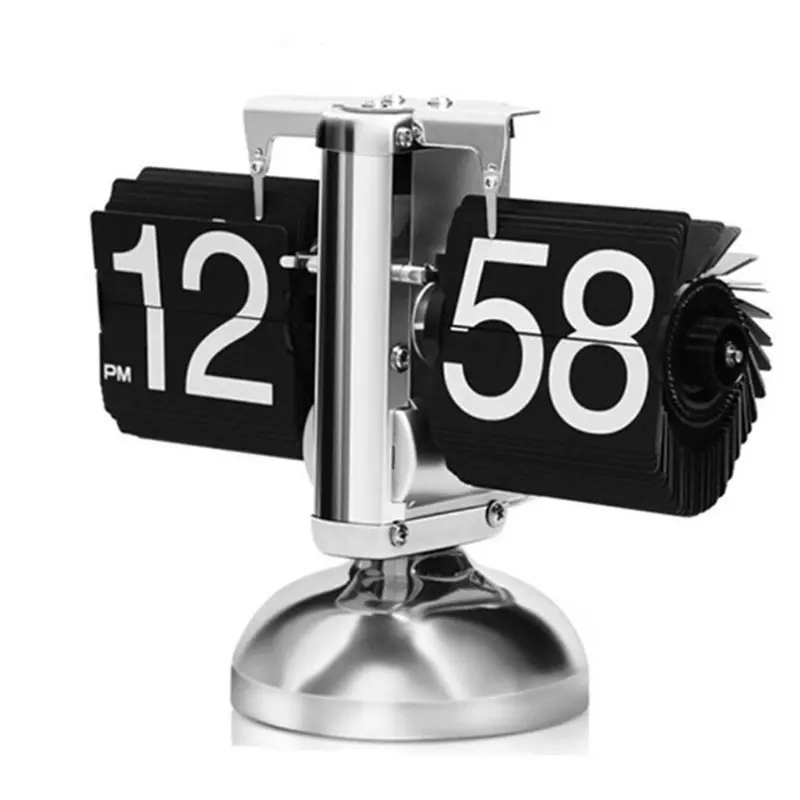 Mechanical Retro Style Digital Display Battery Powered Auto Vintage Flip Desk Clock for Home & Office